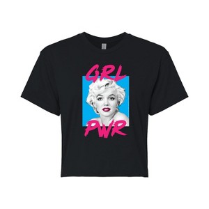 Women's Marilyn Monroe Grl Pwr Photo Cropped Graphic T-Shirt