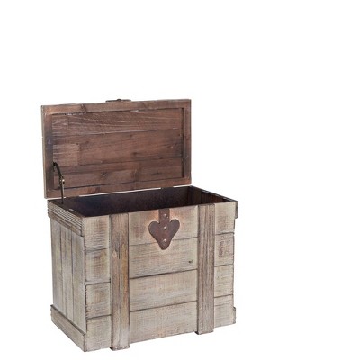 Small Antiqued Gray Wooden Decorative Storage Trunk