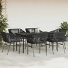 vidaXL Patio Dining Set with Cushions Table and Chairs Set Poly Rattan Glass - Black 63" x 31.5" x 29.1" 6 Pieces - 3 of 4