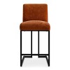 Set of 2 Upholstered Counter Height Bar Stools, 25" Armless Fabric Seat with Black Metal Sled Legs for Kitchen Island & Home Bar-Maison Boucle - 4 of 4