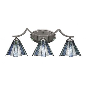 Toltec Lighting Zilo 3 - Light Vanity in  Graphite with 7" Sea Ice Art Glass Shade - 1 of 1