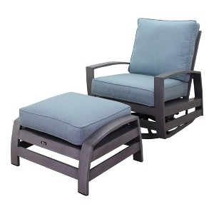 Courtyard Casual Cabo 2 pc Swivel Glider and Ottoman Set  Aluminum Frame with Sunbrella Cushions - 1 of 4