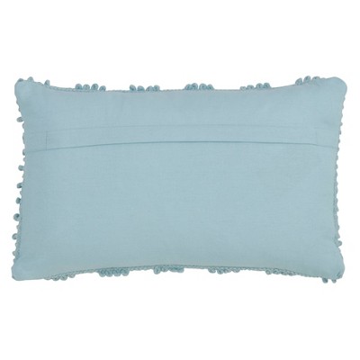 Aqua Cotton Nubby Design Rectangular Throw Pillow