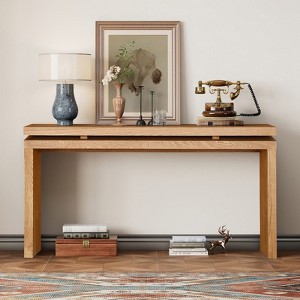 Bella Depot 60'' Farmhouse Console Table, Wooden Entryway Table with Double Board Suspension Design for Living Room - 1 of 4