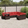 vidaXL Patio Sofa Set with Cushions and Table Outdoor 10 Piece Poly Rattan - Brown - 2 of 4
