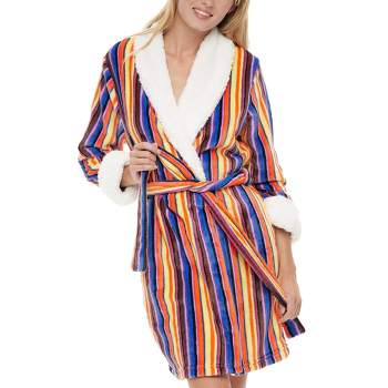 Women's Classic Plush Robe, Short Fleece Bathrobe Solids
