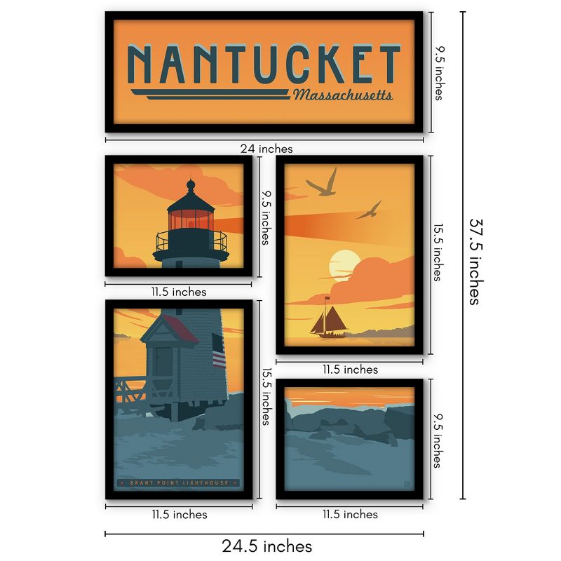 Americanflat Nantucket 5 Piece Grid Wall Art Room Decor Set - Vintage coastal Modern Home Decor Wall Prints, 3 of 6