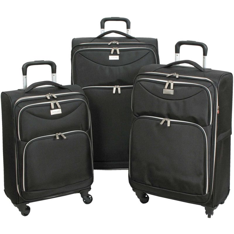 Geoffrey Beene Ultra Light-Weight Midnight Collection 3 Pc Luggage Set, Black, 1 of 9