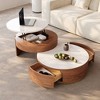 POVISON Lift-top Modern Nesting Coffee Table Set Of 2, White Sintered Stone Coffee Table Set For Living Room, 31.49'', Brown - 2 of 4