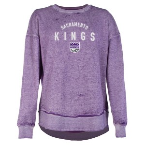 NBA Sacramento Kings Women's Burnout Crew Neck Fleece Sweatshirt - 1 of 4