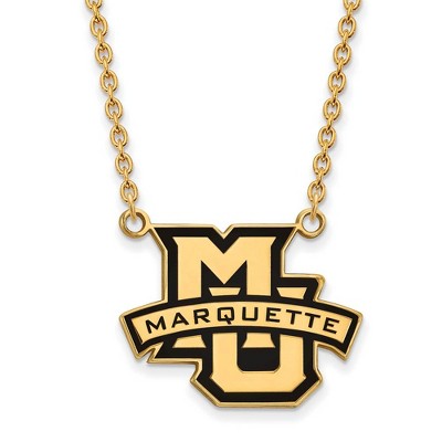 Black Bow Jewelry 14k Yellow Gold Plated Sterling Silver Marquette Golden Eagles NCAA Necklace 18 Inch