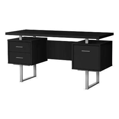 Monarch Specialties Computer Desk Home Office Laptop Left Right Set-Up Storage Drawers 60InchL Work Metal Laminate Black Grey Contemporary Modern