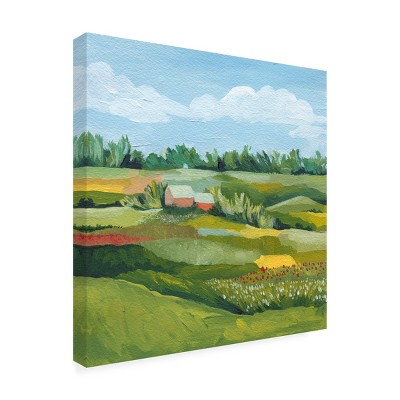 Grace Popp Green Farm Landscape Mixed Media Canvas Art