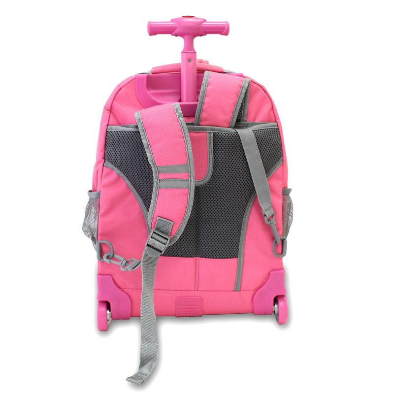 J World Daisy Rolling 16.5&#34; Backpack - Pink: Kids Ages 4-8, Floral Design, Telescoping Handle, Water-Resistant, 2 of 6