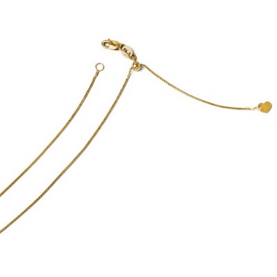 Black Bow Jewelry 0.8mm 14k Yellow Gold Adjustable Diamond Cut Wheat Chain Necklace