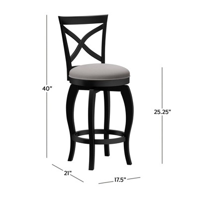 Ellendale 38'' Black Wood Swivel Counter Height Stool with Fog Gray Seat