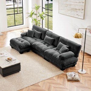 DOMETOUR Luxury Modular Sectional Sofa Couch,Oversized L Shaped Cloud Couch,Deep Seat Sofa Couch with Convertible Ottoman,Chenille - 1 of 4