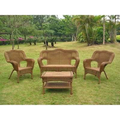 International Caravan Chelsea 4-Piece Wicker Conversation Furniture Set