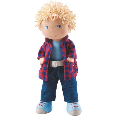 HABA Nick 12" Soft Boy Doll with Blonde Hair, Blue Eyes and Embroidered Face