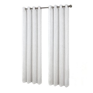 RT Designers Collection Brighton Foil Jacquard Polyester Window Curtain Grommet Panel 52" x 84" White/Silver - 1 of 4