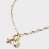 14K Gold Dipped Cubic Zirconia Puffy Heart Charm X Initial Necklace - A New Day™ Gold - 4 of 4