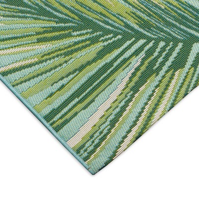 Marina Palm Aqua Indoor/Outdoor Flatwoven Rug 24"x5"