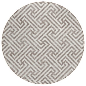 Taupe And Ivory Geometric Washable Indoor Outdoor Area Rug - 1 of 4