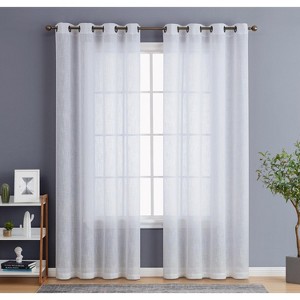 HLC.ME Abbey Faux Linen Textured Semi Sheer Privacy Light Filtering Window Grommet Thick Curtain Panels, Set of 2 - 1 of 4