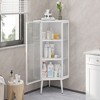 NicBex Modern Corner Bathroom Storage Cabinet with Tempered Glass Door&2/3 Shelves,Freestanding Corner Cabinet with Rust-Resistant Iron Frame - 3 of 4