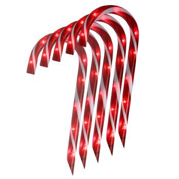 Northlight Lighted Candy Cane Outdoor Christmas Pathway Markers - 13.5' White Wire - Set of 10