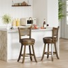 Tangkula Set of 2 Bar Stools 25" Swivel Bar Chairs w/ PE Rattan Backrest Counter Height - 2 of 4
