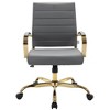 LeisureMod Benmar Leather Office Chair with Gold Accents, Adjustable Height, and Swivel Base - 3 of 4