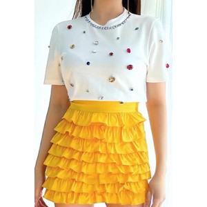 Women's Crown Jewels Embellished Cotton Tee - La' Ros - 1 of 3