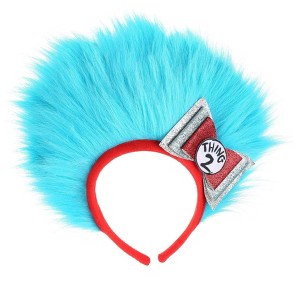 HalloweenCostumes.com One Size Fits Most   Dr. Seuss Cat in the Hat Thing 1 & Thing 2 Costume Fuzzy Headband, Black/Red/Blue - 1 of 4