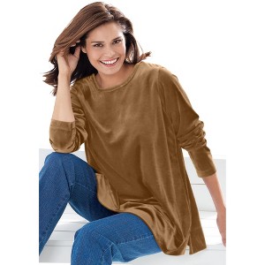 Woman Within Plush Velour Tunic Sweatshirt - 1 of 4