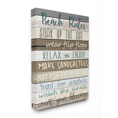Stupell Industries Nautical Fun Beach Rules List Rustic Boardwalk Sign
