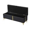 VYNXARIA Elegant Upholstered Storage Ottoman,Storage Bench with Metal Legs for Bedroom,Living Room,Fully Assembled Except Legs,Black - 3 of 4