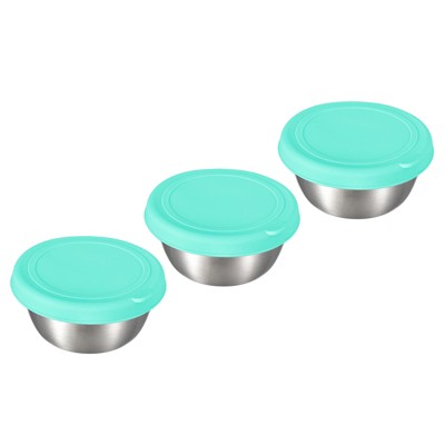 Unique Bargains Stainless Steel Lunch Box Condiment Containers with Lids 3 Pcs