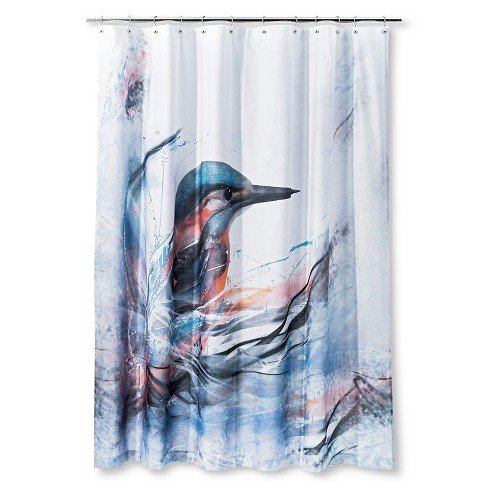 Bird Shower Curtain Blue Red Air Target