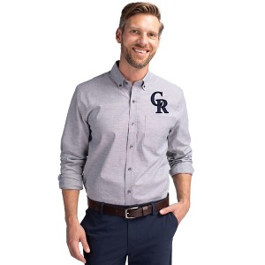 Colorado Rockies Cutter & Buck Stretch Oxford Mens Big and Tall Long Sleeve Dress Shirt - 1 of 1