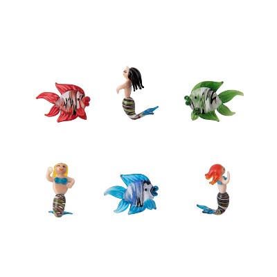 Beachcombers Mini Glass  Fish And Mermaids Set Of 6