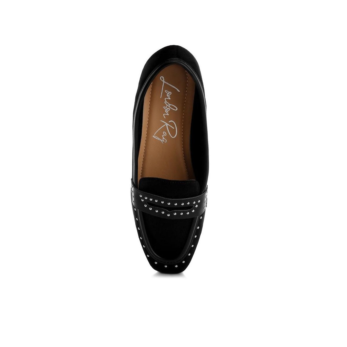 Женские туфли London Rag Womens Lumina Penny Strap Studded Loafers 8 — фото 4