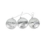 Penn Set of 3 Lighted Silver Mercury Glass Finish Ribbed Ball Christmas Ornaments - Clear Lights