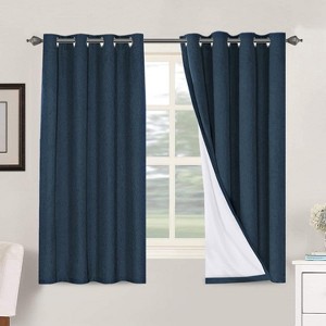 H.Versailtex Linen 100% Blackout Curtains Thermal Insulated Linen Drapes, Grommet White Liner Sold of 2 Panels - 1 of 4
