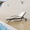 vidaXL Sun Lounger with Cushion and Wheels, Poly Rattan Black- Weather-Resistant Outdoor Lounge Bed for Patio, Garden, Poolside - 2 of 4