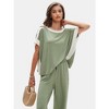 EXLURA Womens Summer 2 Piece Outfits Color Block Short Sleeve Tops Tracksuit Wide Leg Pants Matching Set Lounge Sets 2025 - 3 of 4