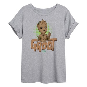 Women's - Marvel - Guardians of the Galaxy Baby Groot Oversized Graphic T-Shirt - 1 of 4