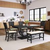 6-Piece Dining Table Set,59" Modern Rectangular Kitchen Table with Bench,Upholstered Chairs and Half Round Pedestal Base for 6-Baofuwish - 2 of 4
