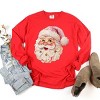 Santa Face Textured Paint - Women's Garment Dyed Long Sleeve Graphic T-Shirt - 2 of 4