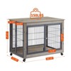 VisioGear Dog Crate, Side Table on Wheels with Double Doors and Lift Top, Grey, 38.58"*25.5"*27.36" - 3 of 4